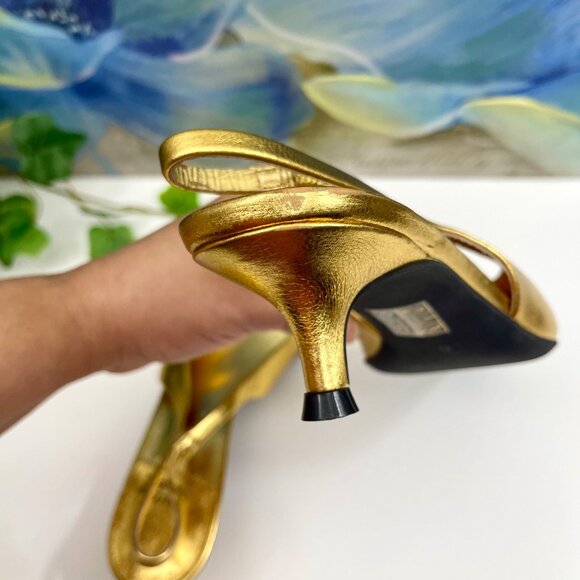 Jeffrey Campbell Persona Pointed Toe Slingback Pump In Gold 6 - Picture 14 of 16
